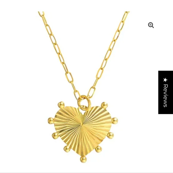 ✨14k Fluted Heart Necklace ✨ - Picture 1 of 2